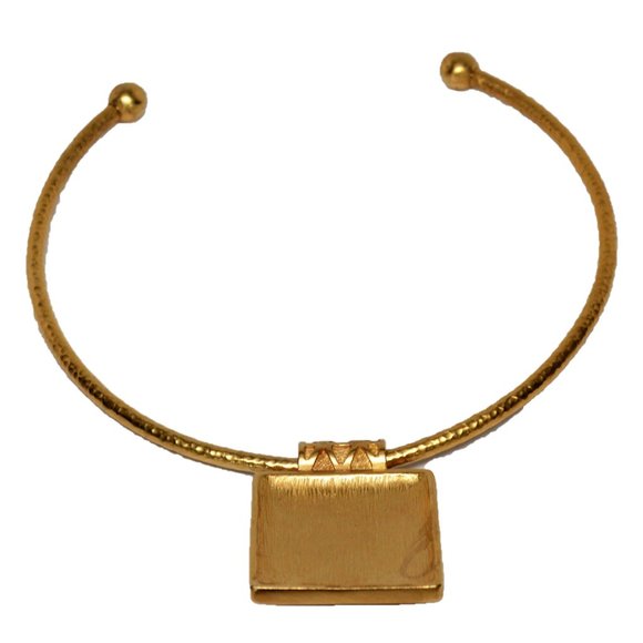 Givenchy brushed matt Gold-plated Cabochon Faux Stone Choker Collar Necklace - Picture 3 of 7